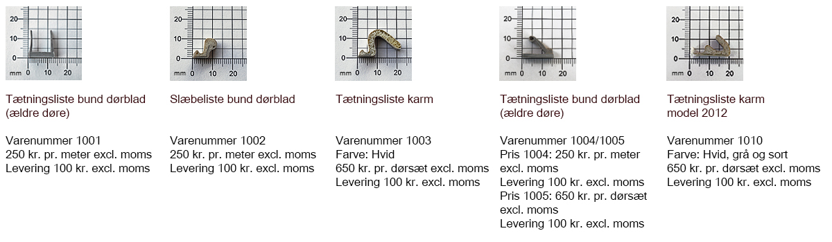 Sliddele til facadedør, lister.