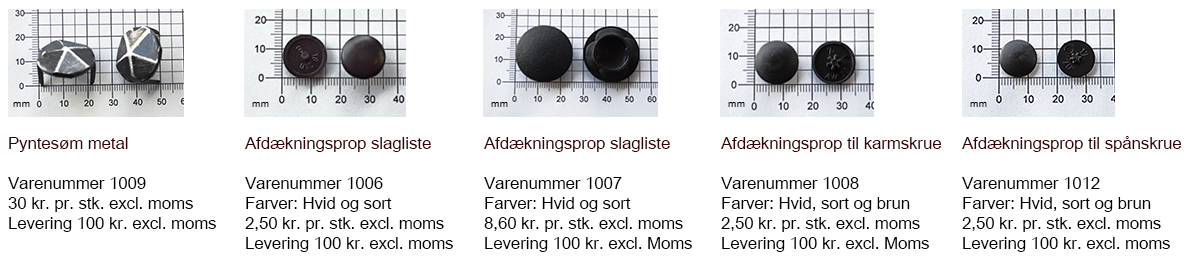 Pyntesøm, sliddele til facadedør.